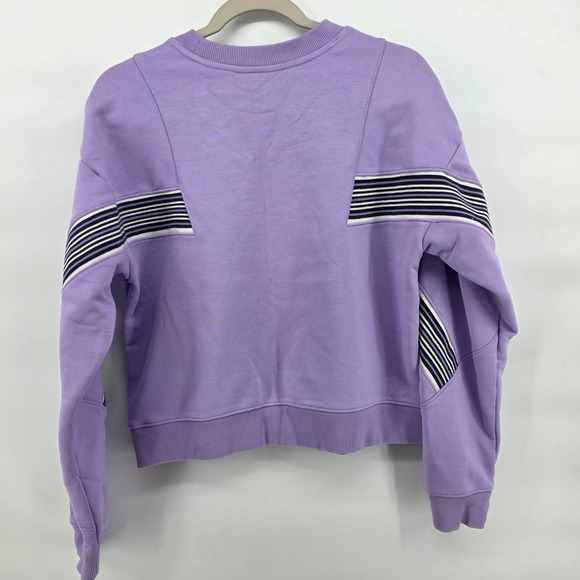 Peloton Med Crewneck Sweatshirt Lavender Logo Stripe Sleeve soft sport workout - Picture 2 of 7